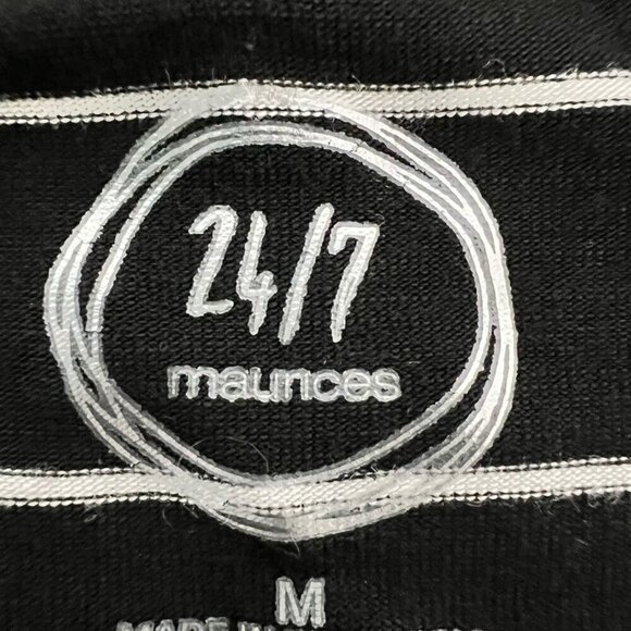 Maurices Womens A Line Dress Black Striped Stretch V Neck Long Sleeve Cut Out M - Picture 10 of 10